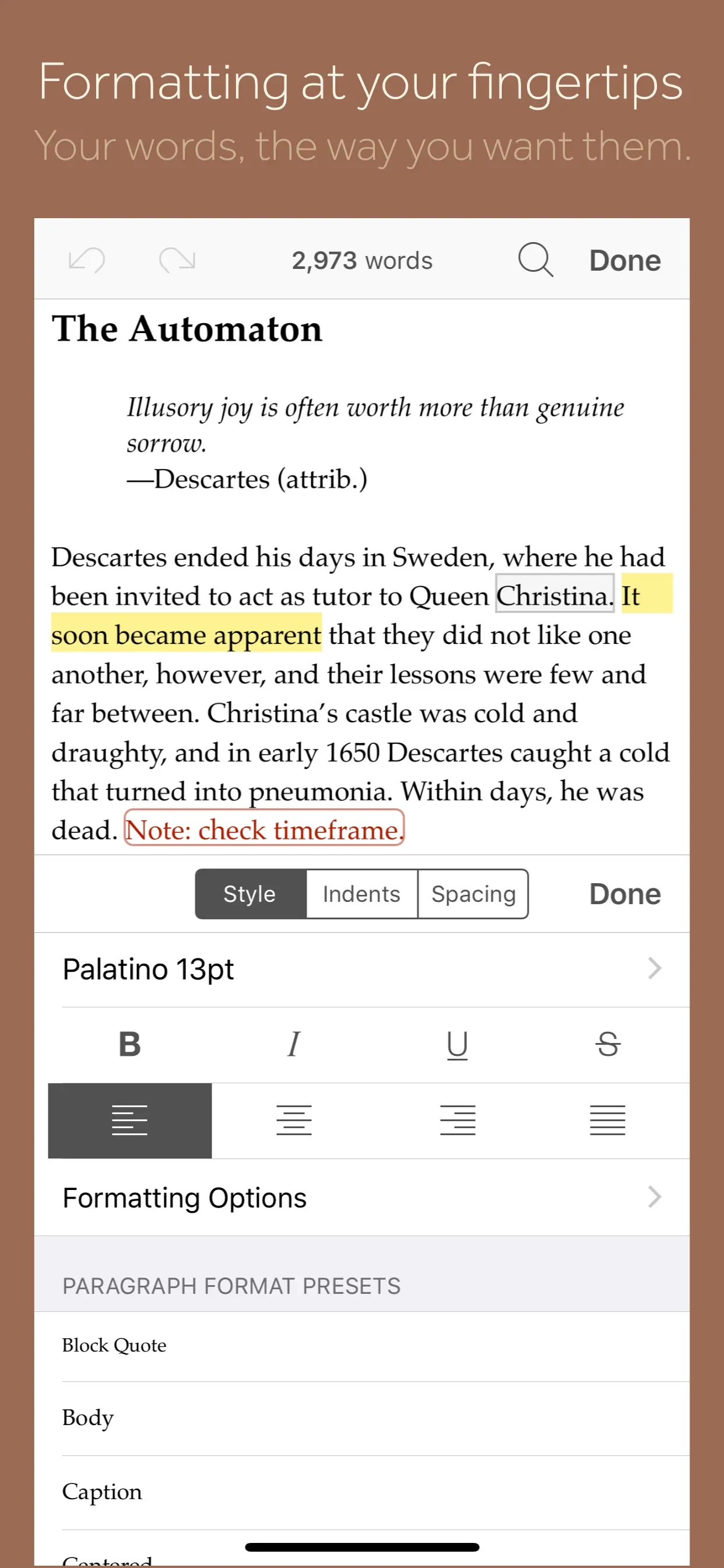 Scrivener app store screenshot 1 — Productivity (iOS)