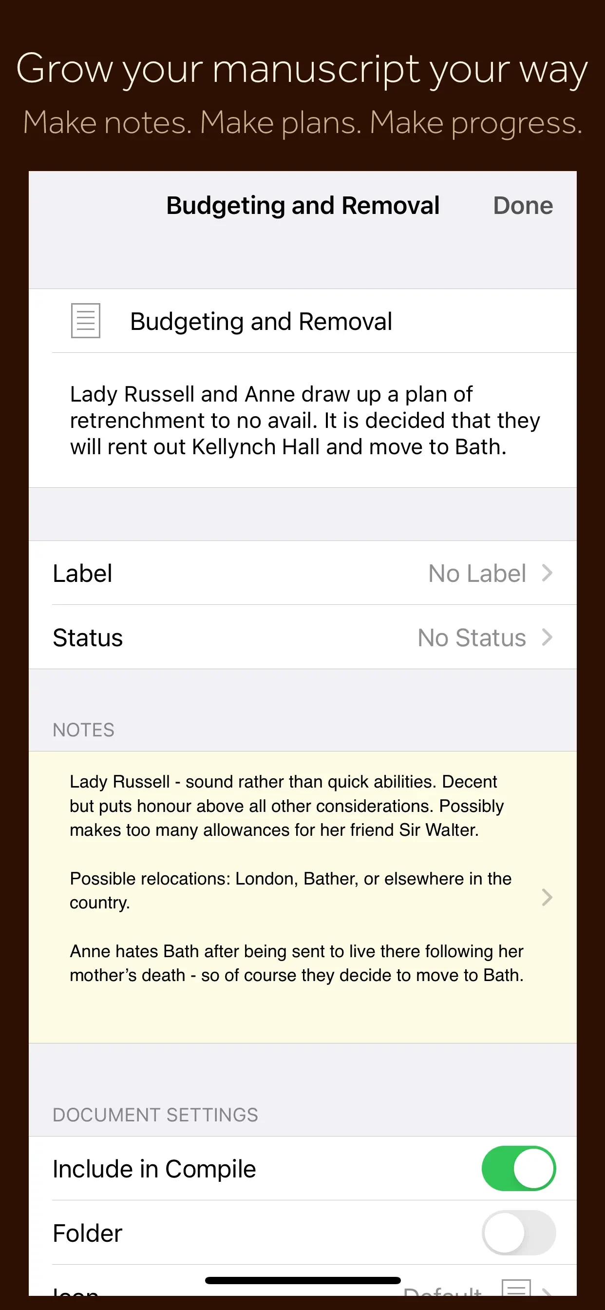 Scrivener app store screenshot 2 — Productivity (iOS)