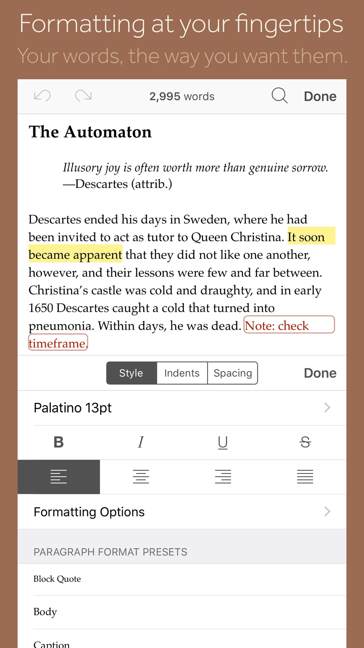 Scrivener app store screenshot 1 — Productivity (iOS)