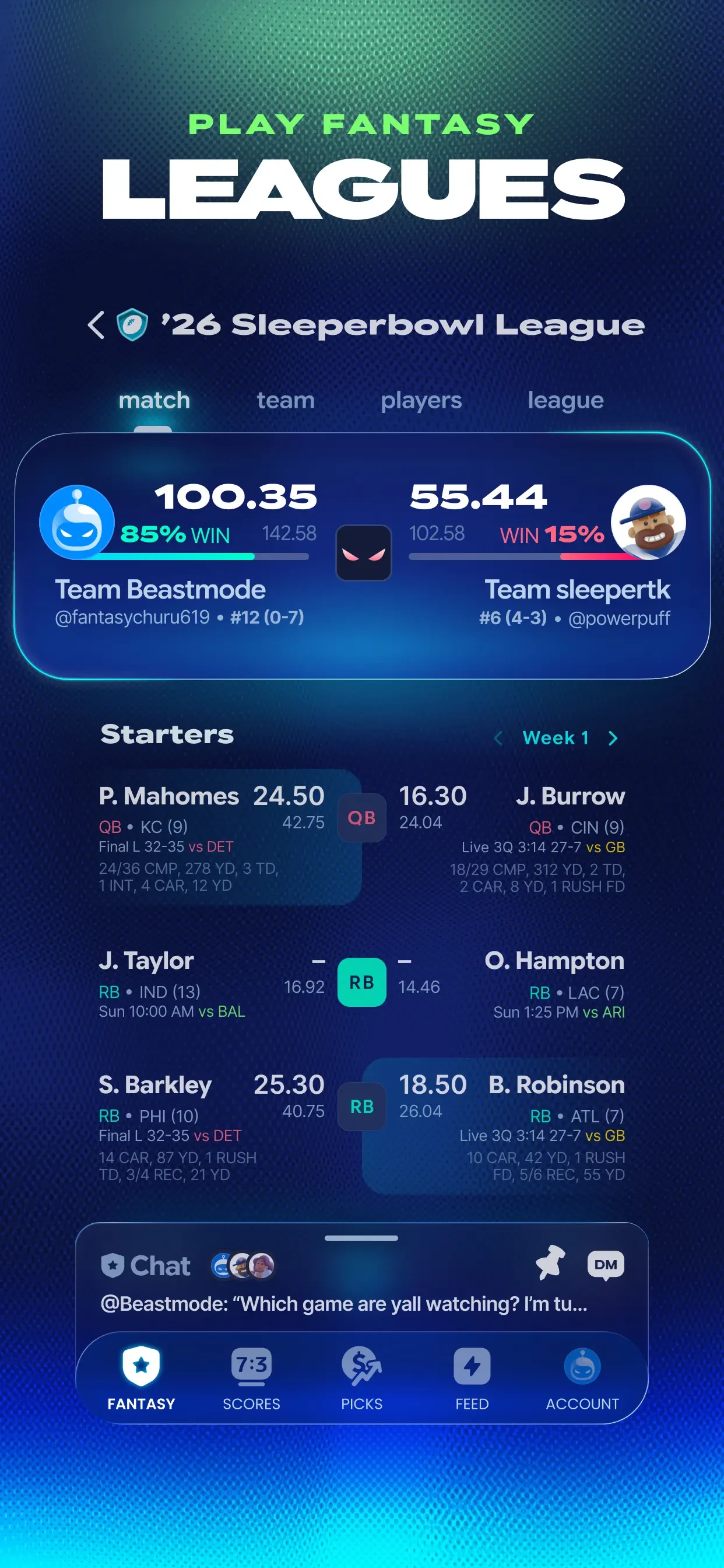 Sleeper Sports app store screenshot 2 — Unknown (iOS)