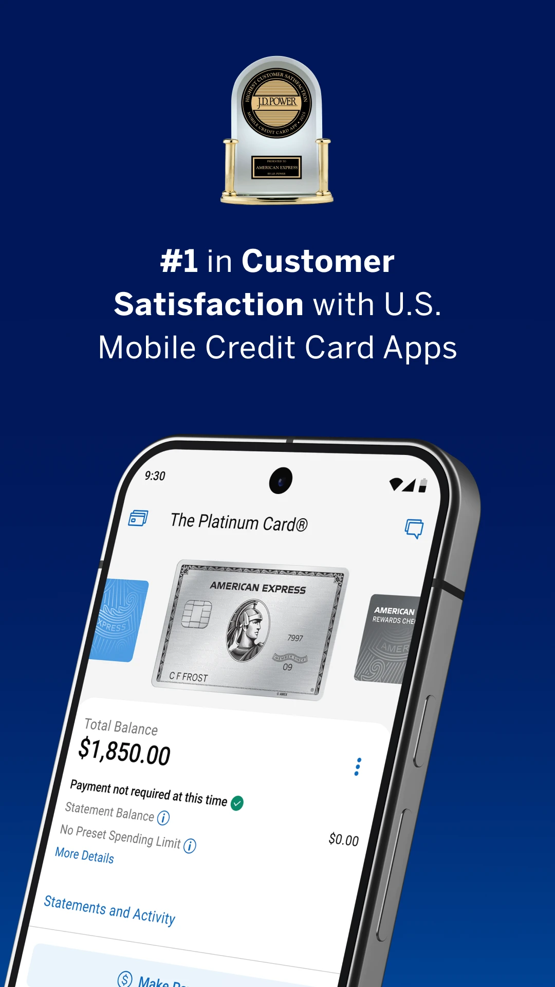 Amex app store screenshot 1 — Finance (Android)