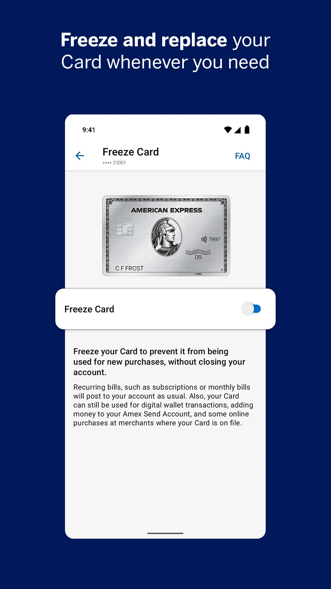 Amex app store screenshot 5 — Finance (Android)