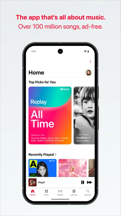 Apple Music app store screenshot 1 — Music And Audio (Android)