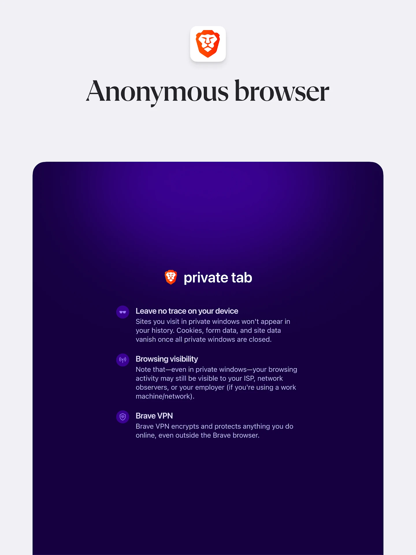 Brave Private Web Browser, VPN app store screenshot 11 — Communication (Android)