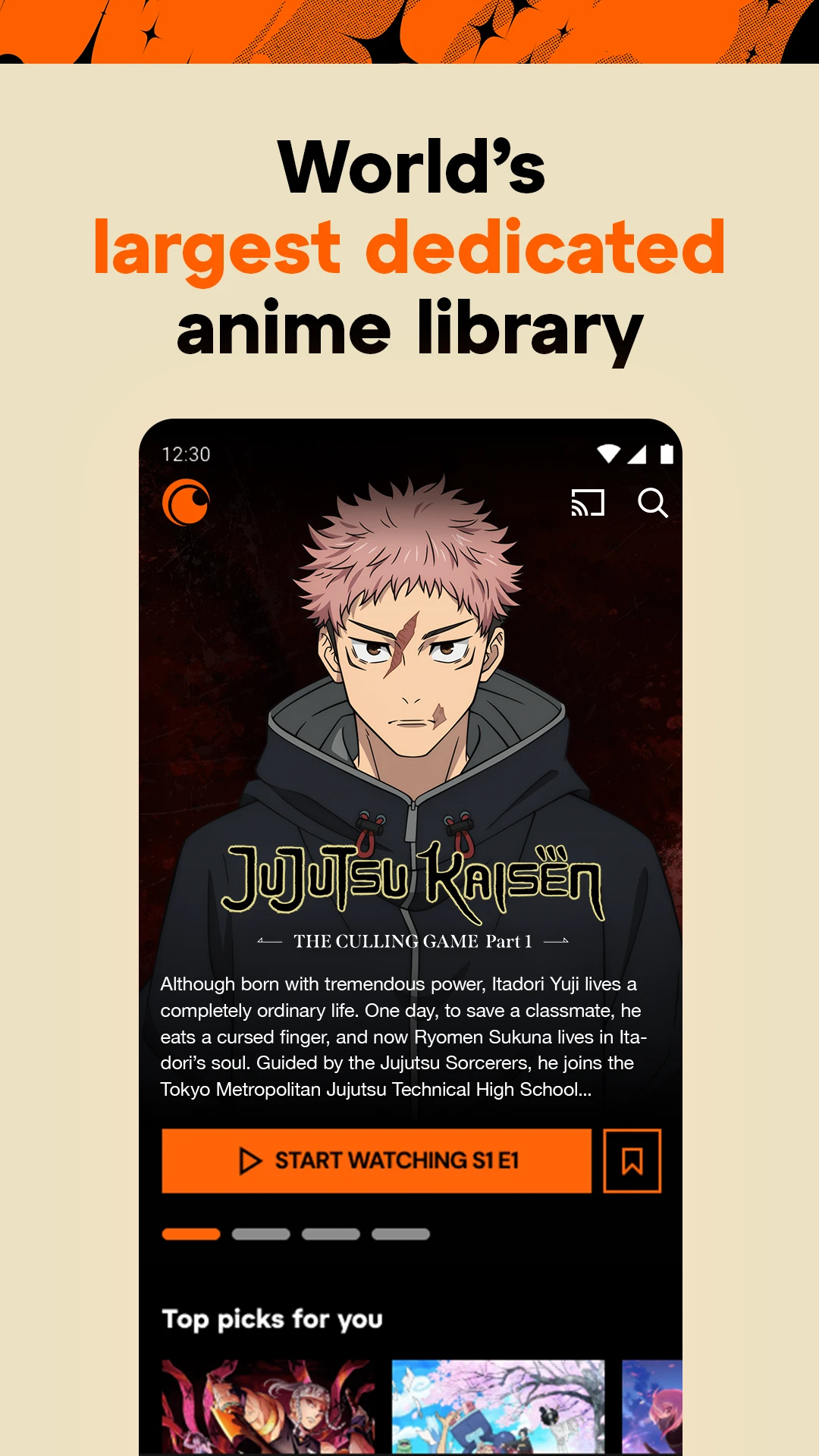 Crunchyroll: Anime Streaming app store screenshot 1 — Entertainment (Android)