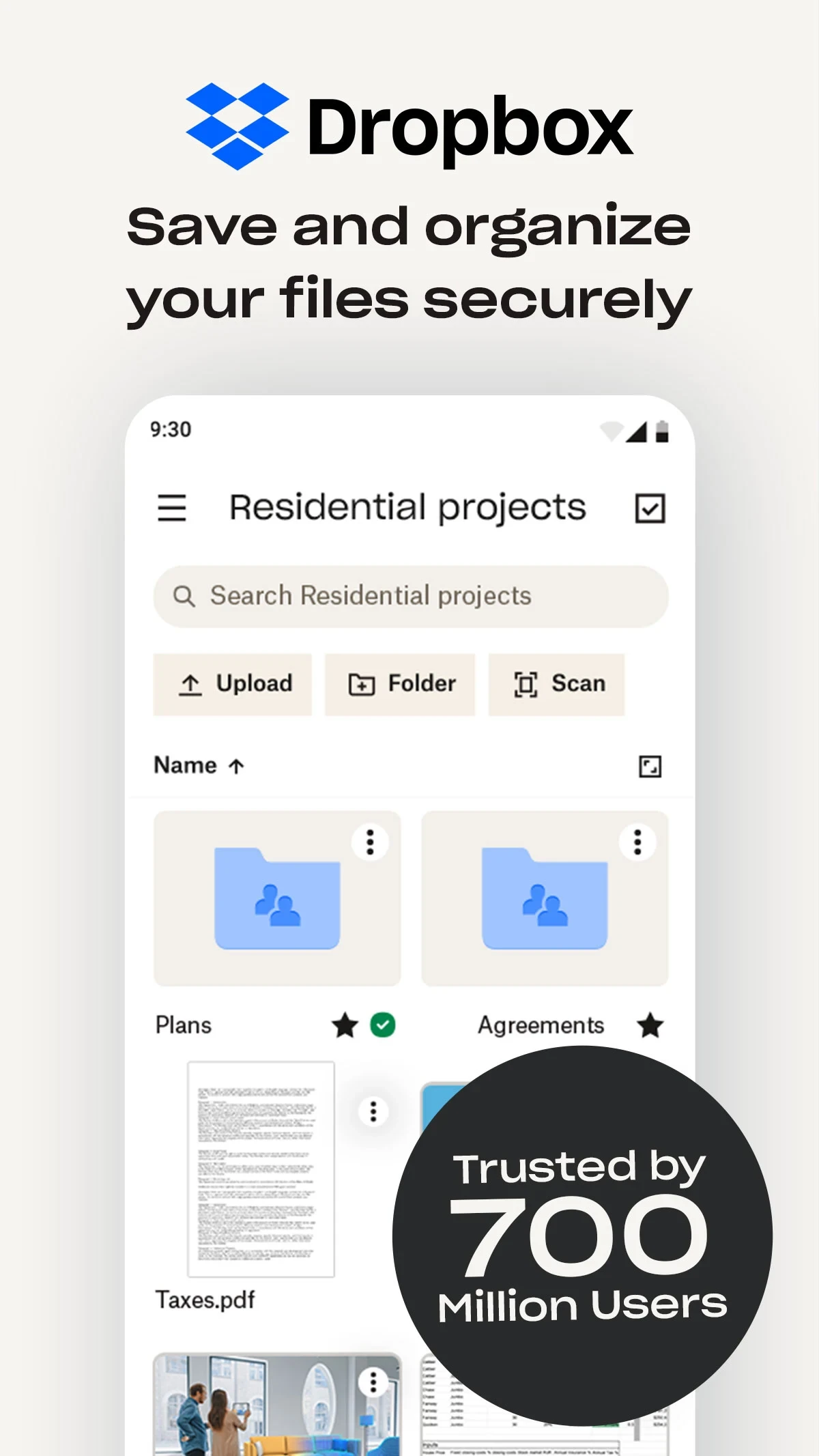 Dropbox: Secure Cloud Storage app store screenshot 1 — Productivity (Android)