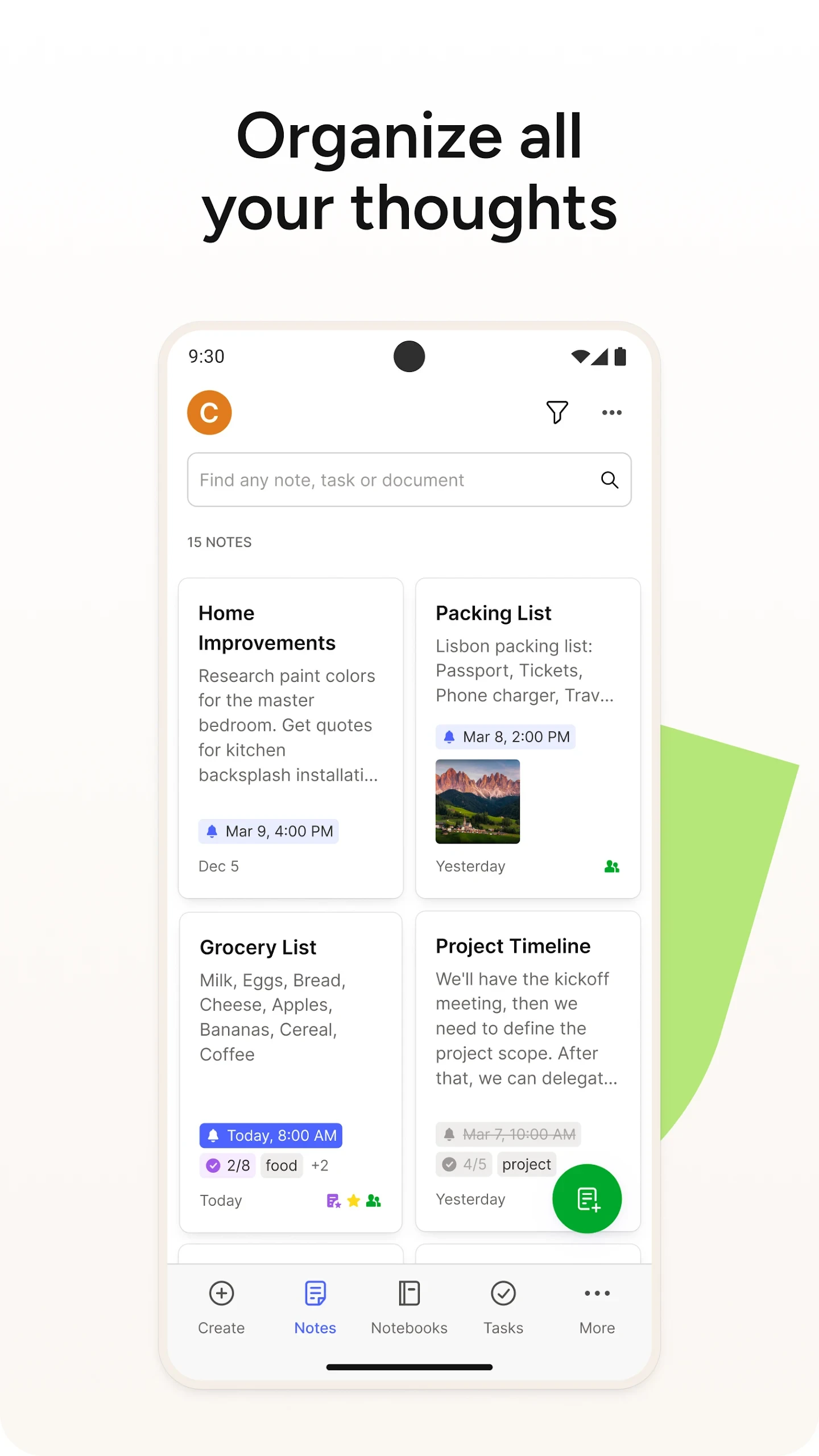 Evernote - Note Organizer app store screenshot 2 — Productivity (Android)
