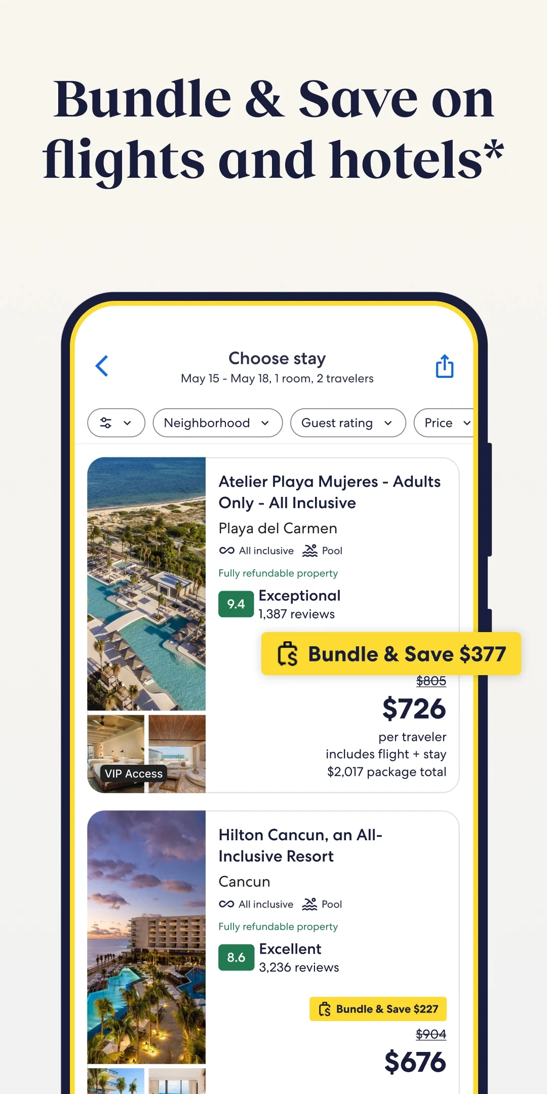 Expedia: Hotels, Flights, Cars app store screenshot 2 — Travel And Local (Android)