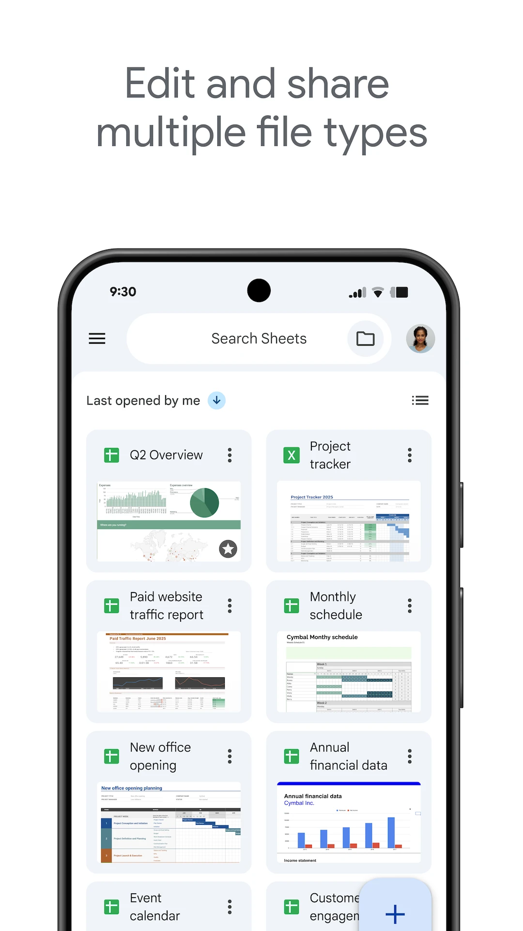 Google Sheets app store screenshot 3 — Productivity (Android)