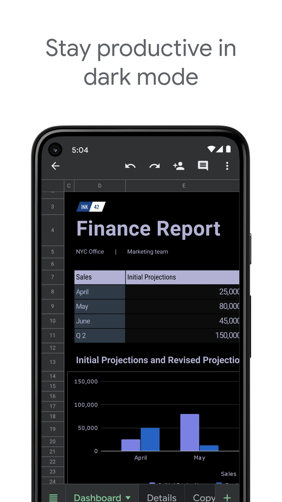 Google Sheets app store screenshot 4 — Productivity (Android)