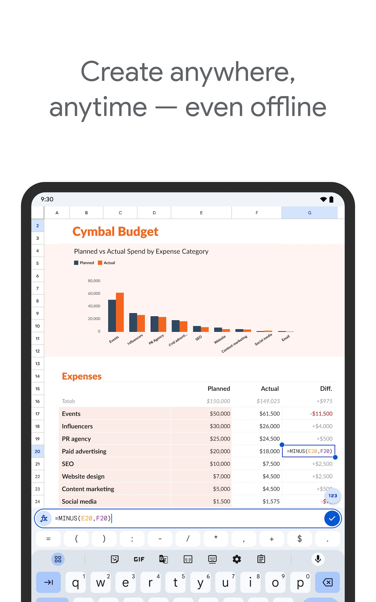 Google Sheets app store screenshot 6 — Productivity (Android)