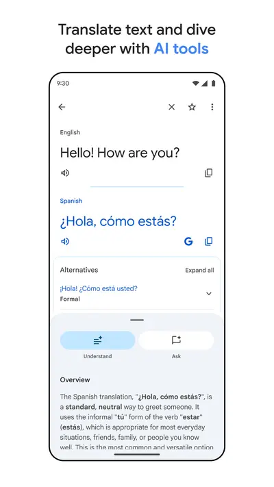 Google Translate app store screenshot 1 — Tools (Android)