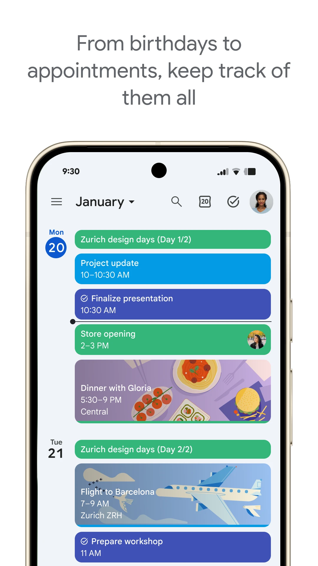 Google Calendar app store screenshot 1 — Productivity (Android)