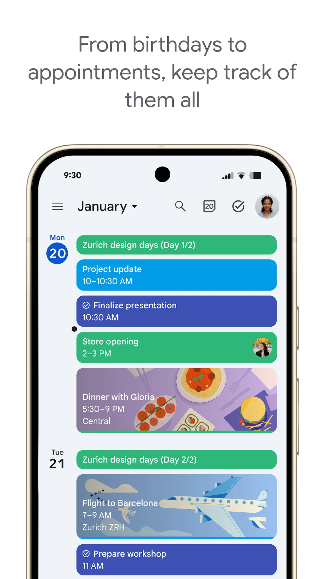 Google Calendar app store screenshot 1 — Productivity (Android)
