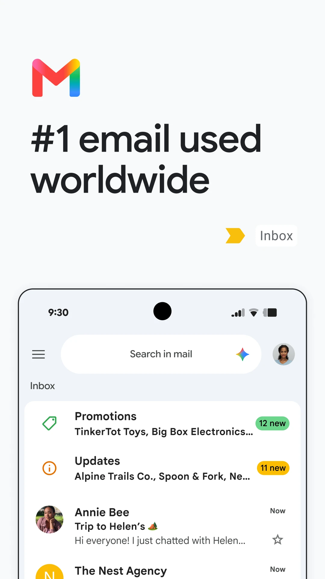 Gmail app store screenshot 1 — Communication (Android)