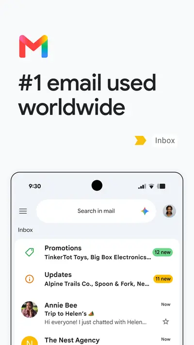 Gmail app store screenshot 1 — Communication (Android)