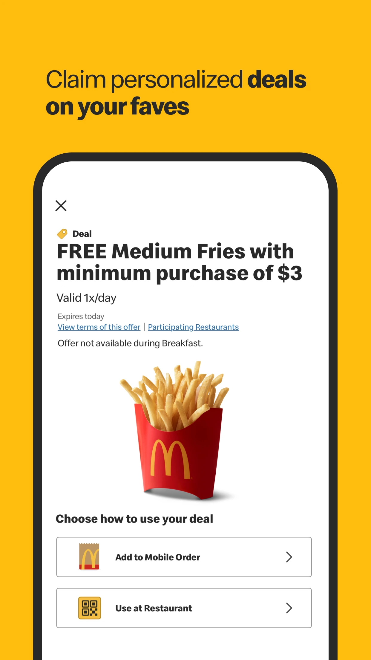 McDonald's app store screenshot 3 — Food And Drink (Android)