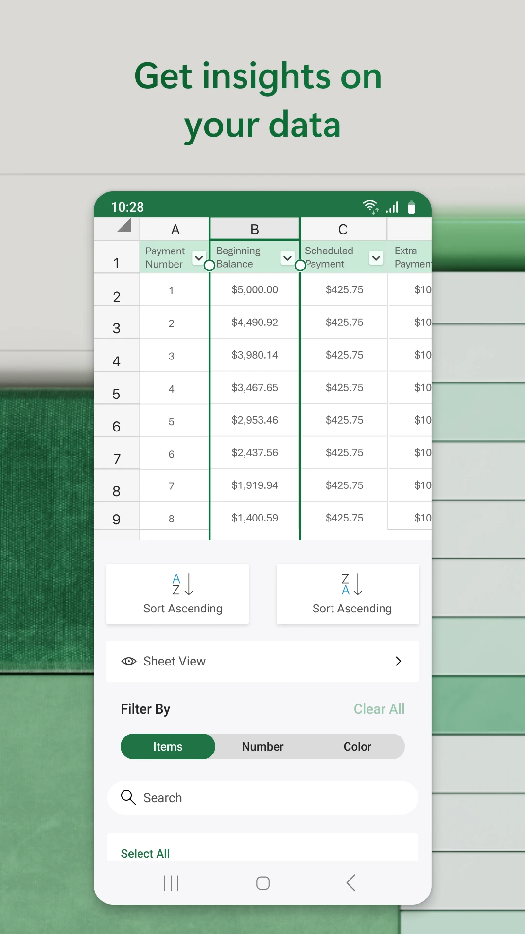 Microsoft Excel: Spreadsheets app store screenshot 4 — Productivity (Android)