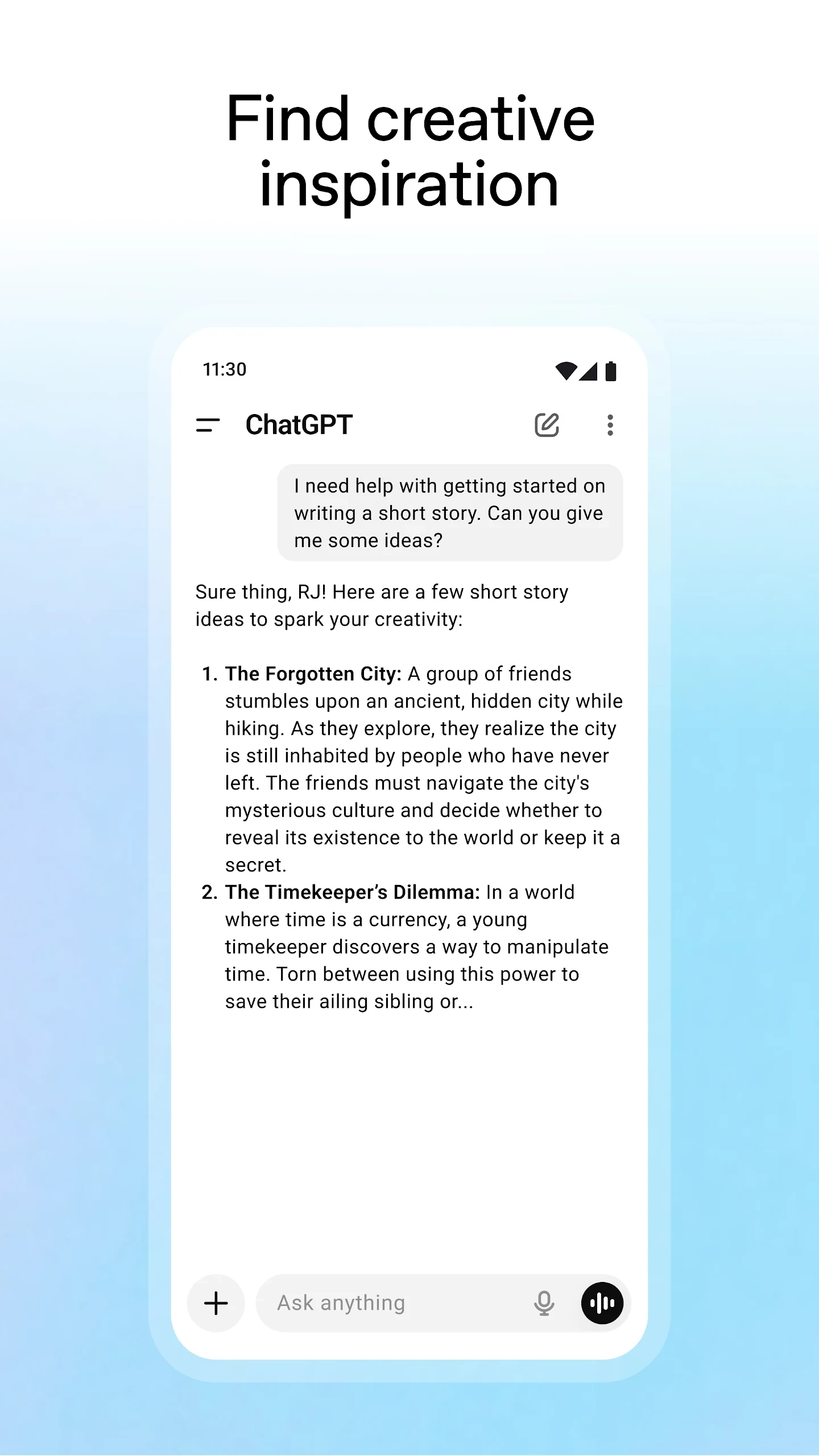 ChatGPT app store screenshot 7 — Productivity (Android)