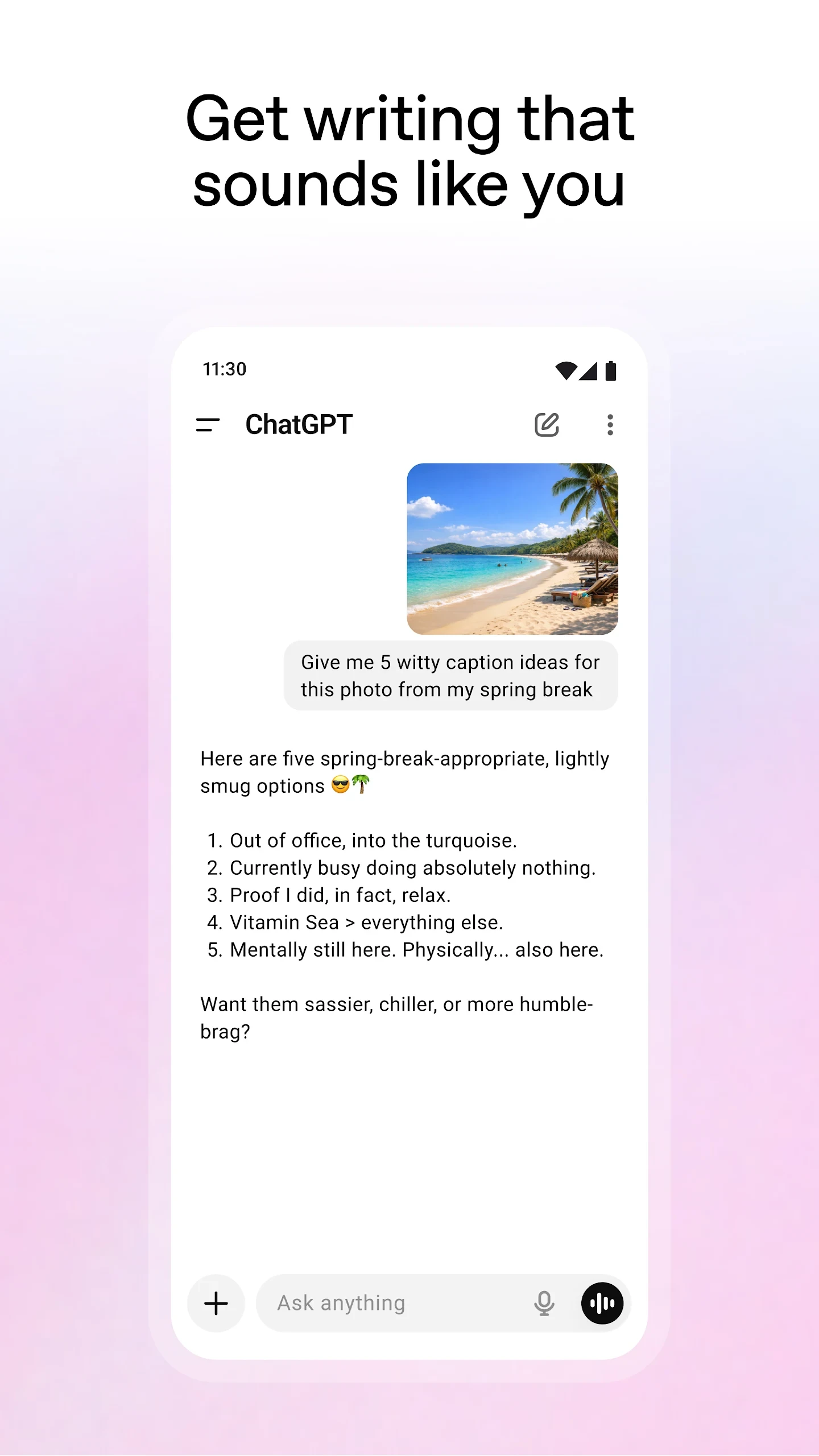 ChatGPT app store screenshot 4 — Productivity (Android)