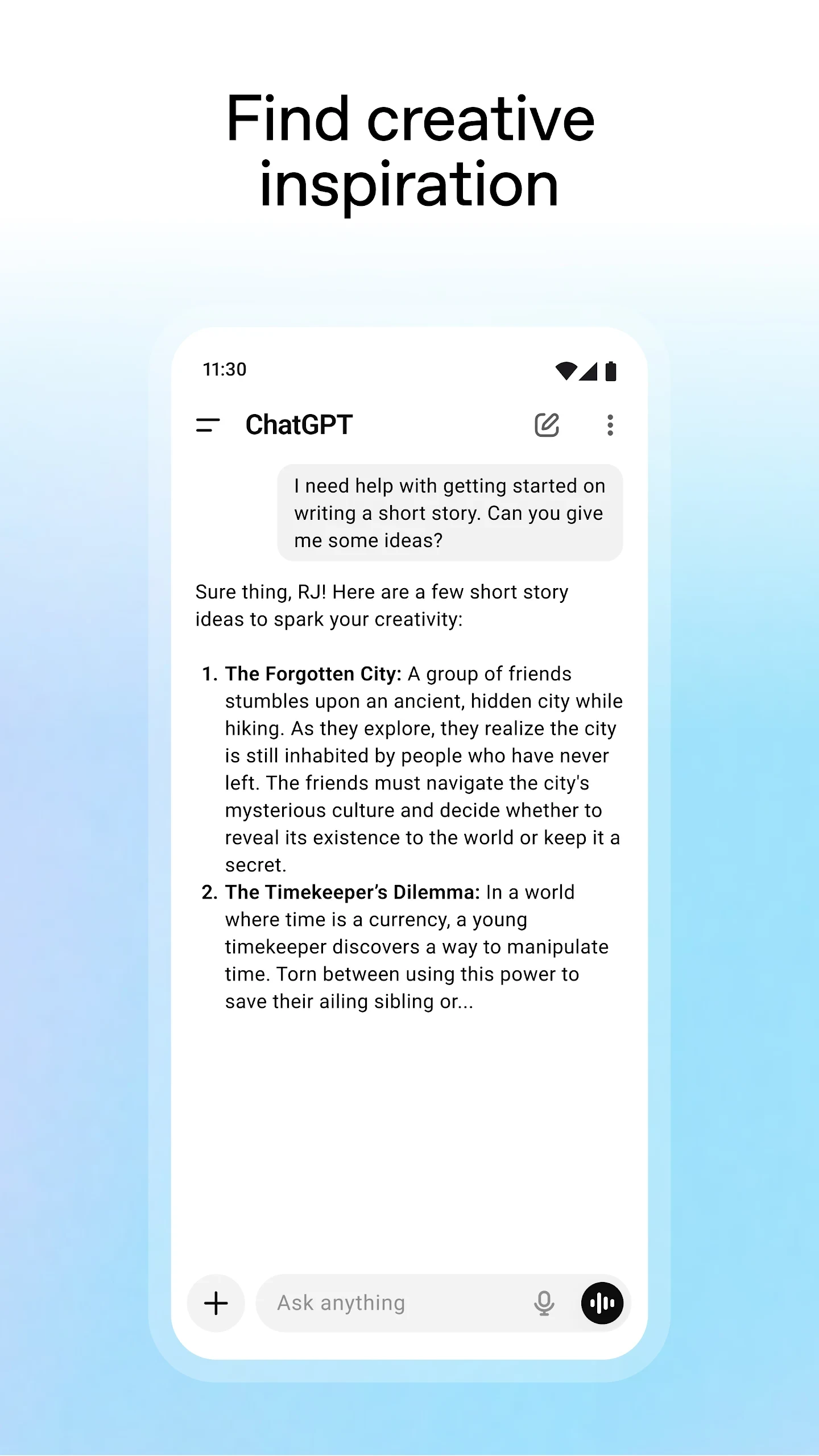 ChatGPT app store screenshot 7 — Productivity (Android)