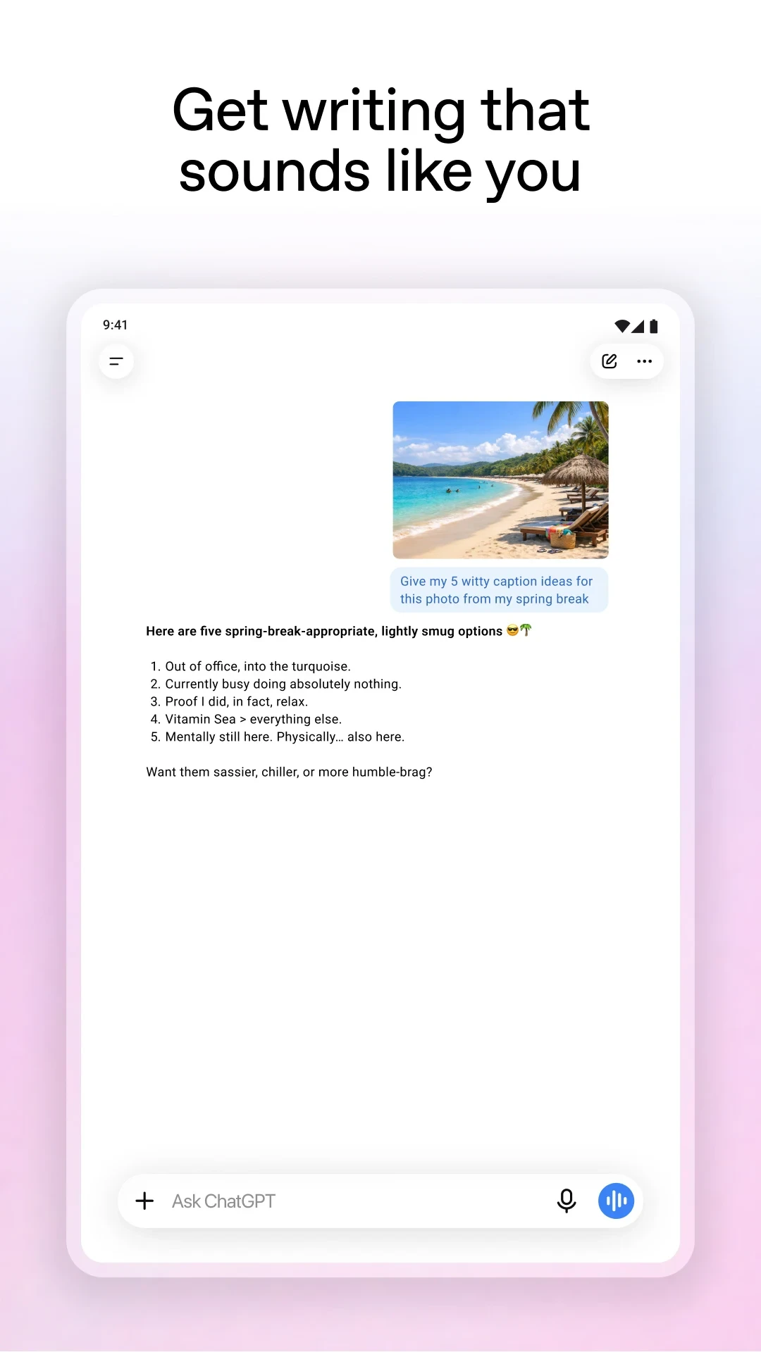 ChatGPT app store screenshot 12 — Productivity (Android)