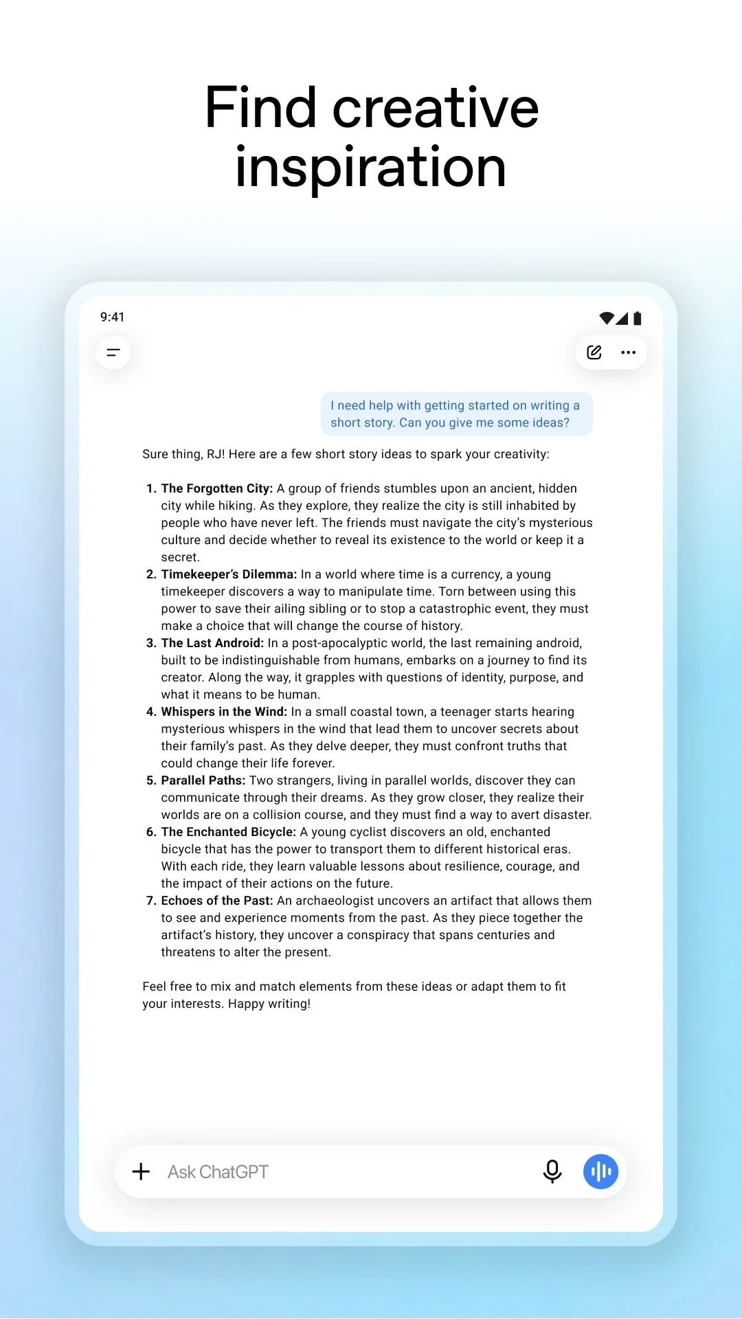 ChatGPT app store screenshot 15 — Productivity (Android)