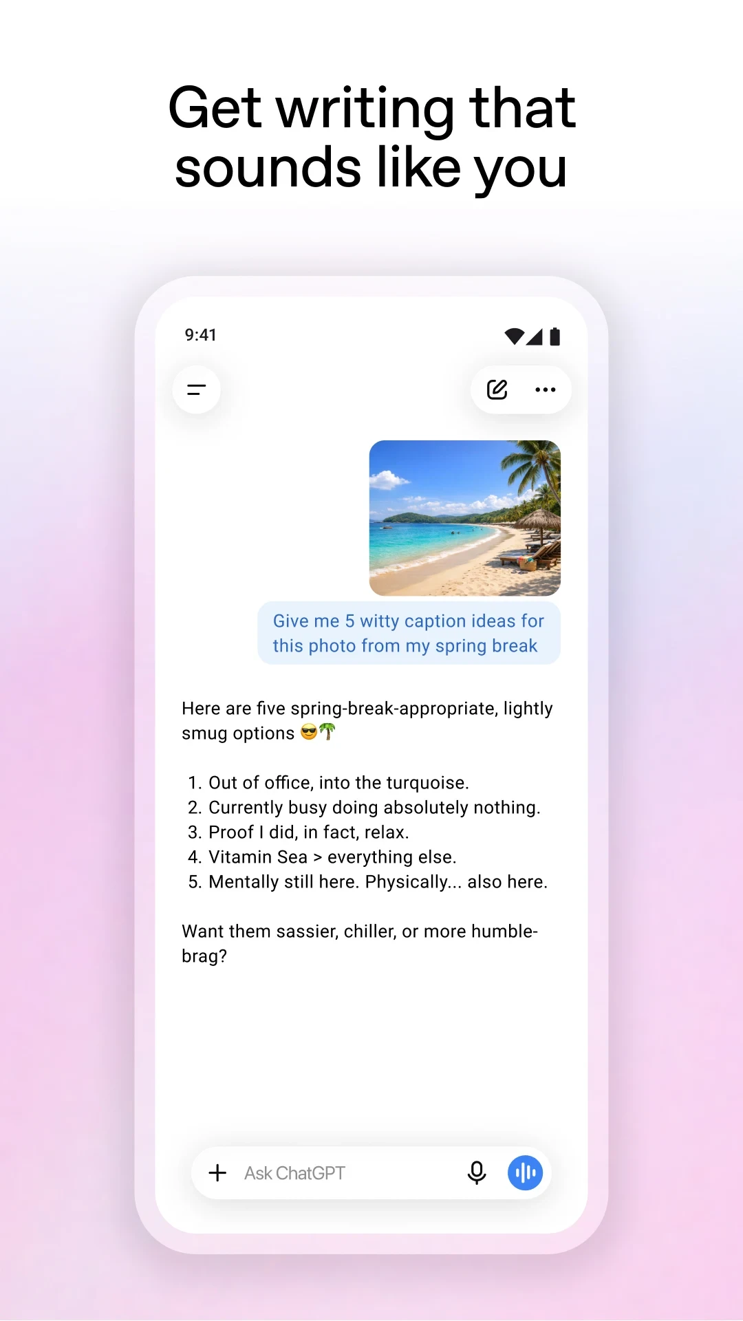 ChatGPT app store screenshot 4 — Productivity (Android)