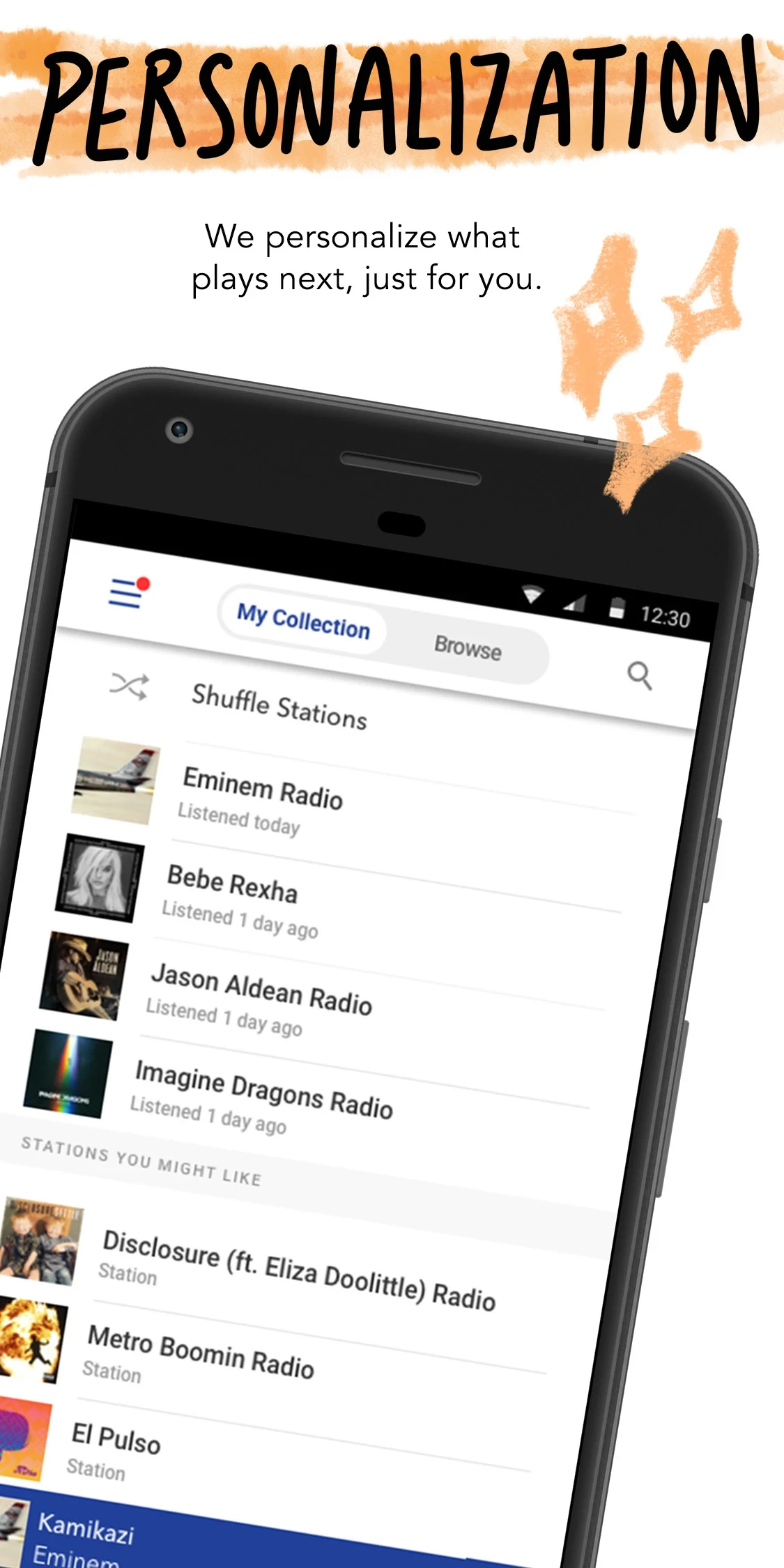 Pandora - Music & Podcasts app store screenshot 2 — Music And Audio (Android)