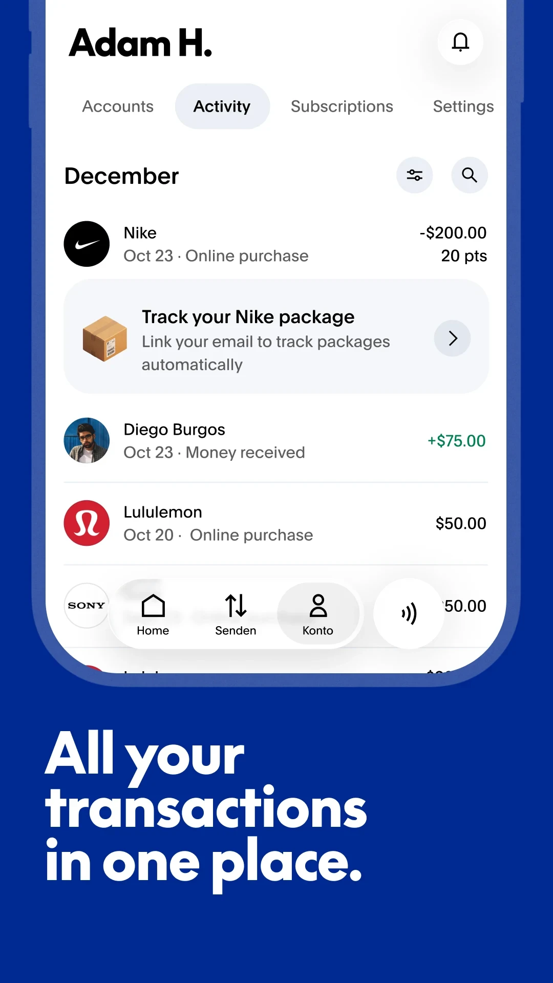 PayPal - Pay, Send, Save app store screenshot 7 — Finance (Android)