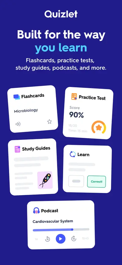 Quizlet: More than Flashcards app store screenshot 1 — Education (Android)