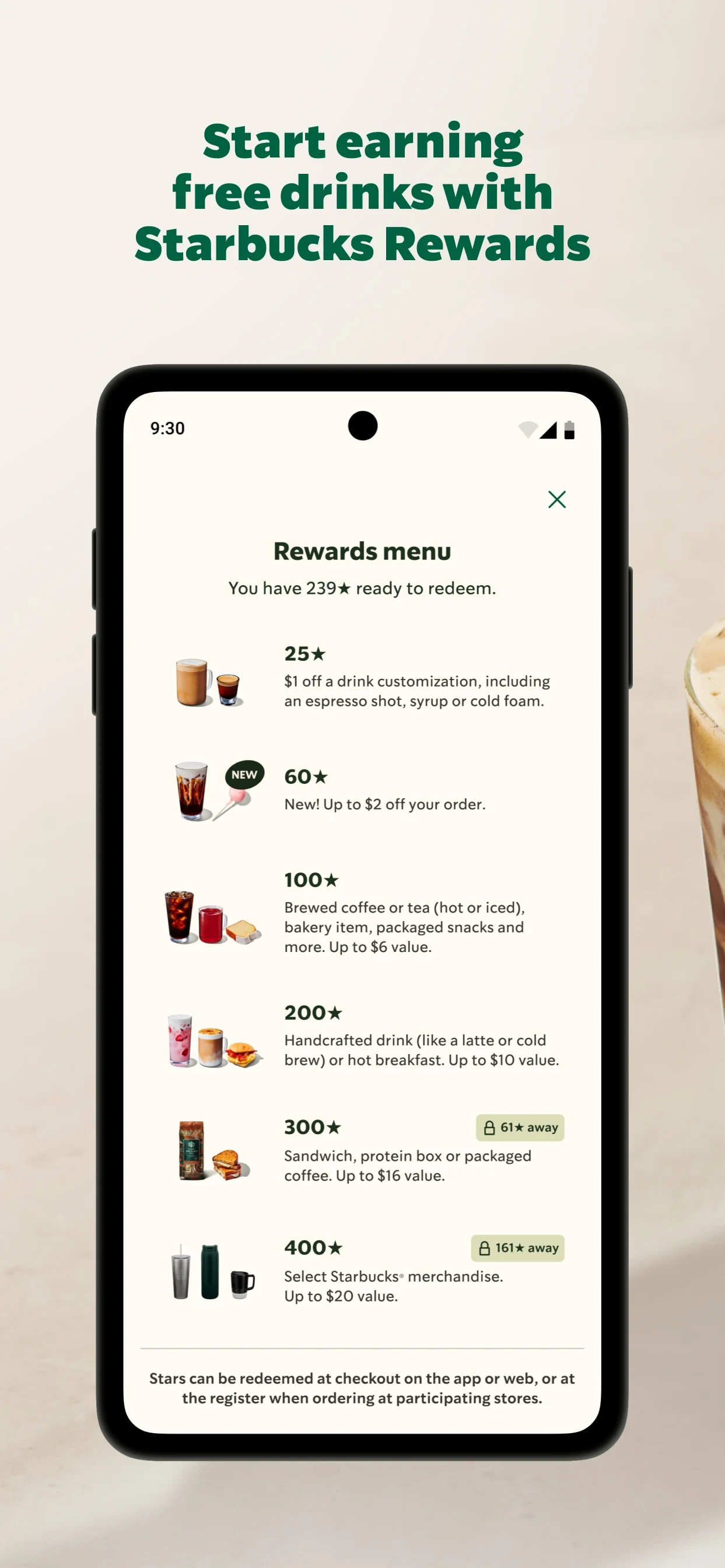 Starbucks app store screenshot 3 — Food And Drink (Android)