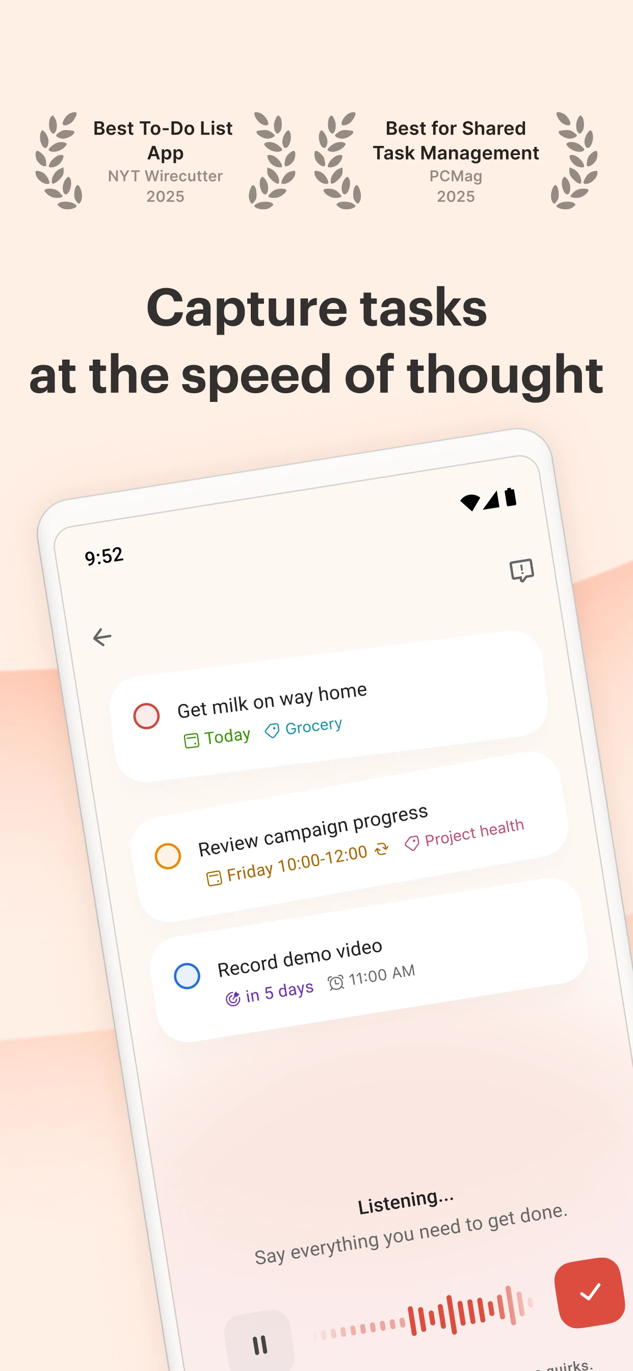 Todoist: To Do List & Calendar app store screenshot 1 — Productivity (Android)