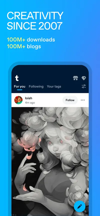 Tumblr: Social Media & Art app store screenshot 1 — Social (Android)