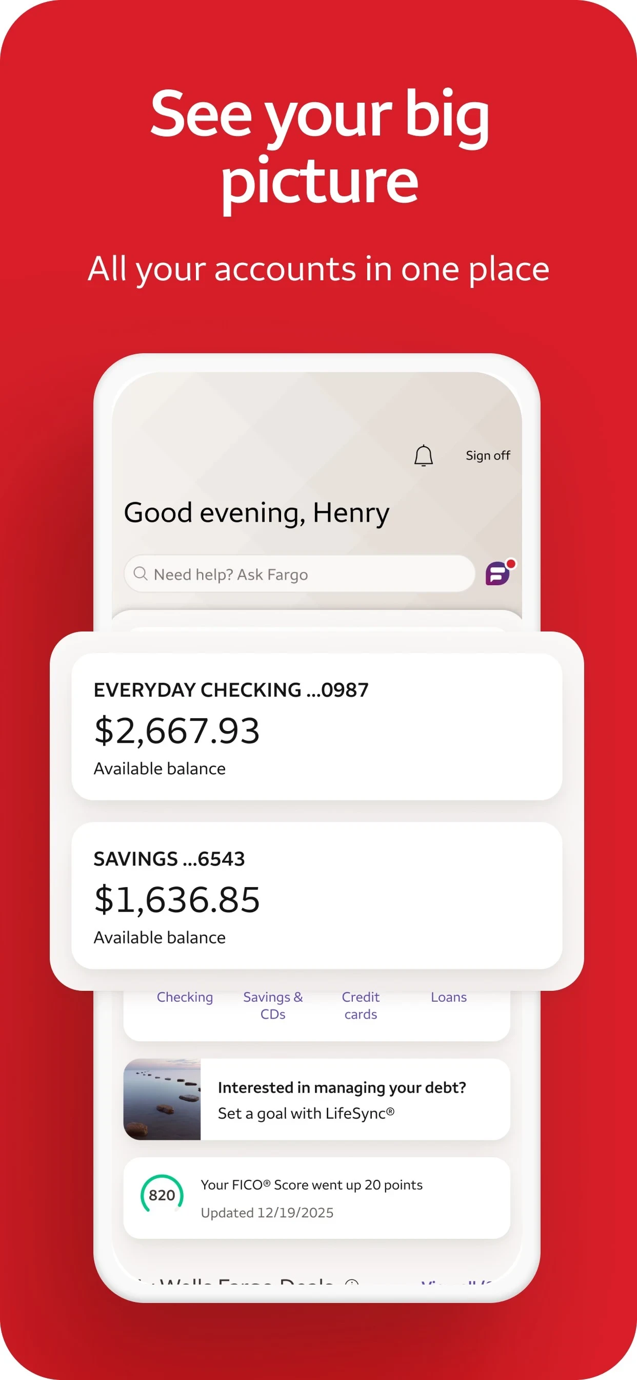 Wells Fargo Mobile® app store screenshot 2 — Finance (Android)