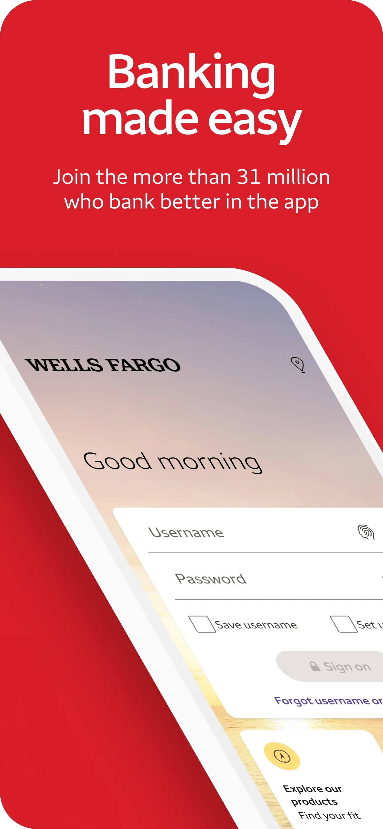 Wells Fargo Mobile® app store screenshot 1 — Finance (Android)