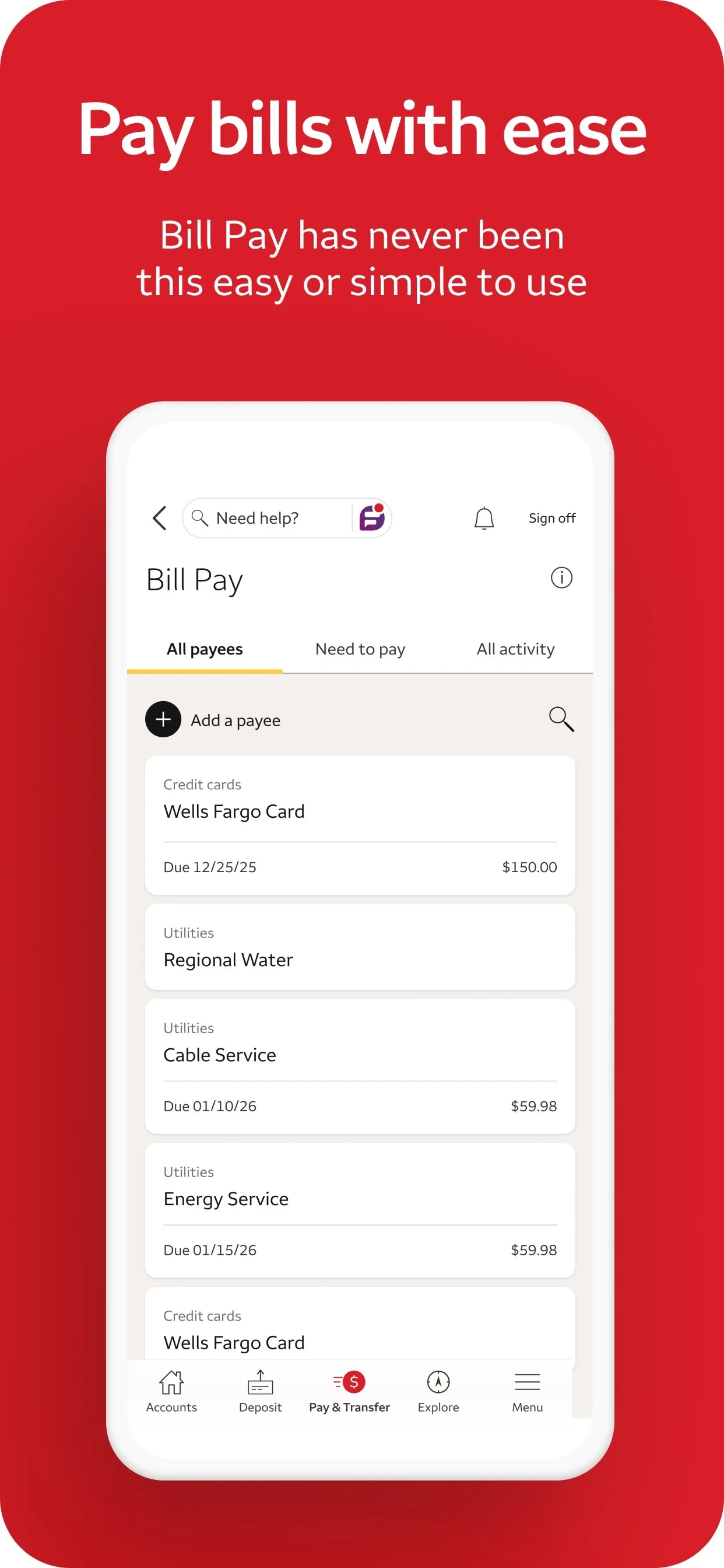Wells Fargo Mobile® app store screenshot 5 — Finance (Android)