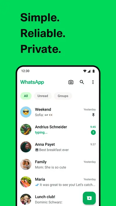 WhatsApp Messenger app store screenshot 1 — Communication (Android)