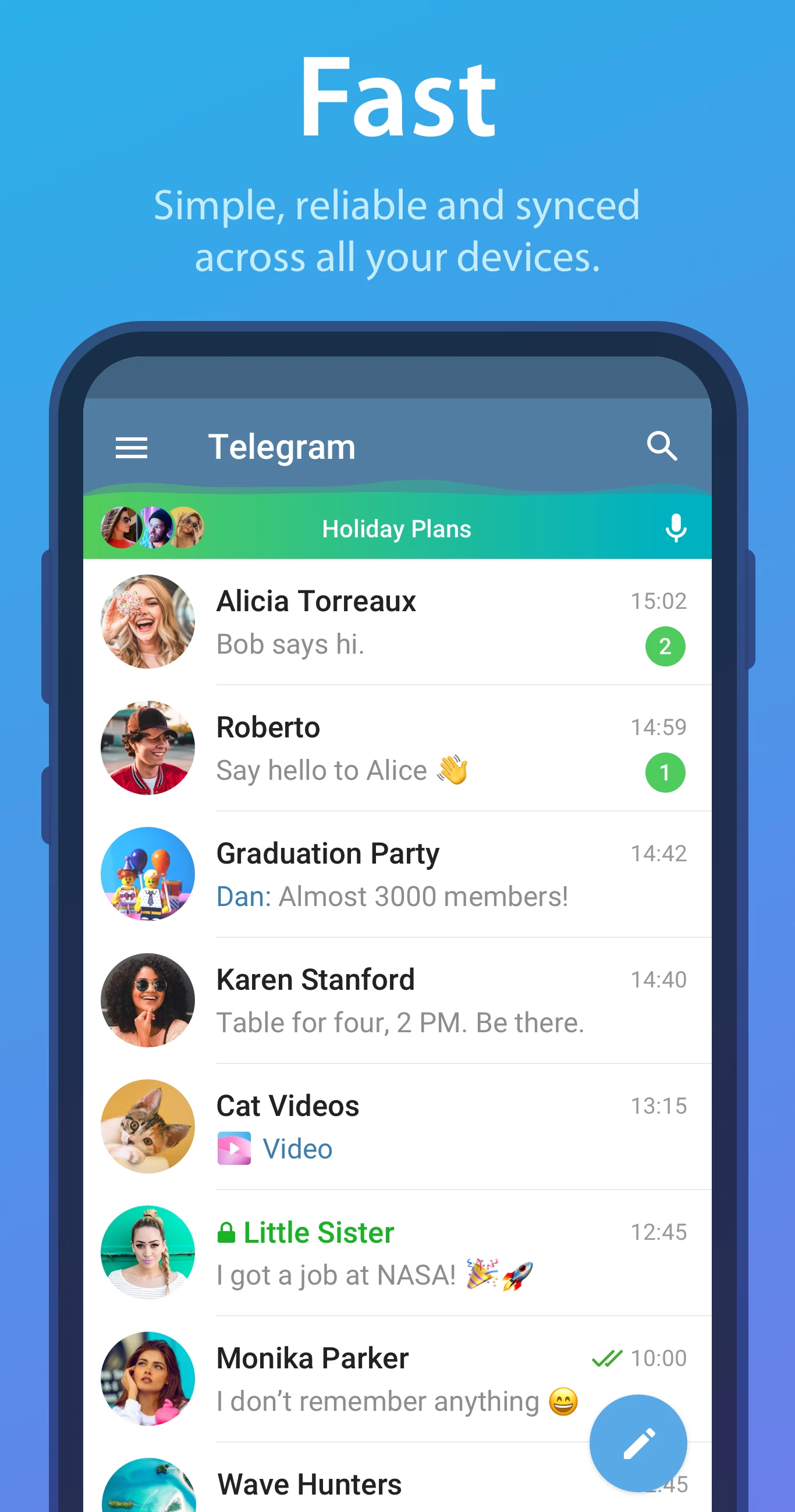 Telegram app store screenshot 1 — Communication (Android)
